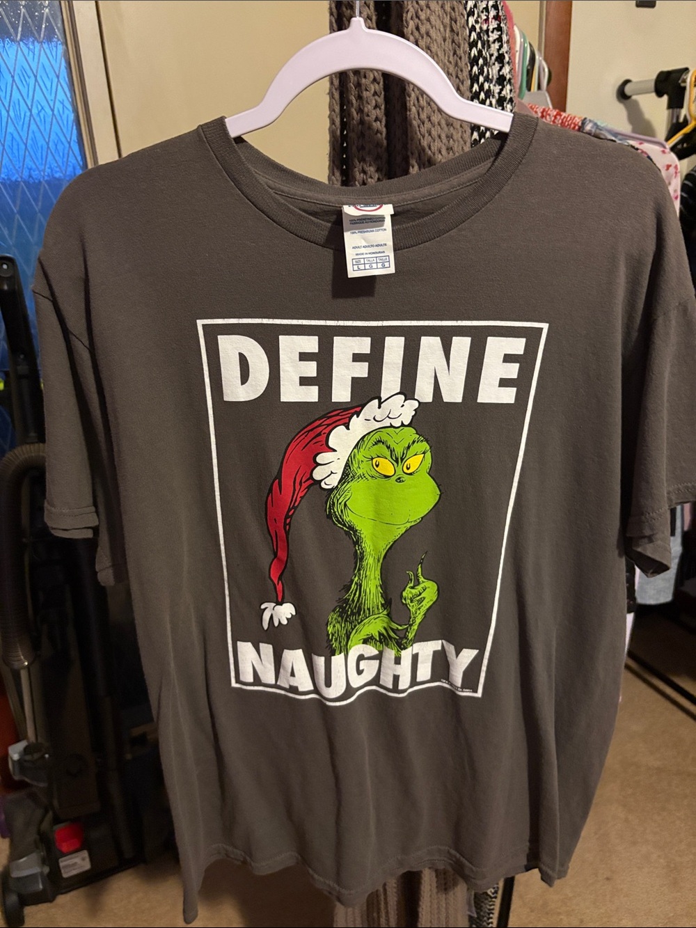 Men's Gray Graphic T-Shirt - Grinch 'Define Naughty'